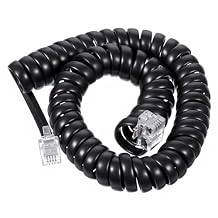 1 PCS 25FT Extra Long Phone Handset Cord, 3FT Coiled, RJ9 Phone Cord for Landline, Telephone Cable Cords for Landline Phones Office & Home Use Most Corded Phones, Black