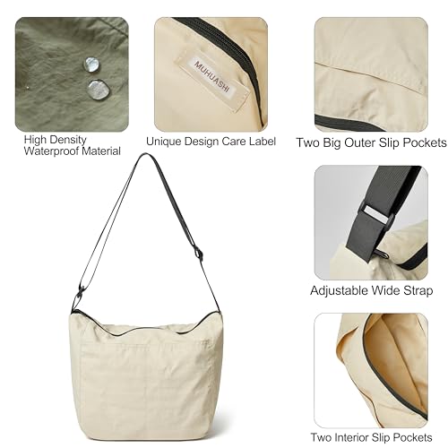 Image of Lightweight Nylon Crossbody Purse Unisex Casual Waterproof Shoulder Sling Bag With Adjustable Wide Strap