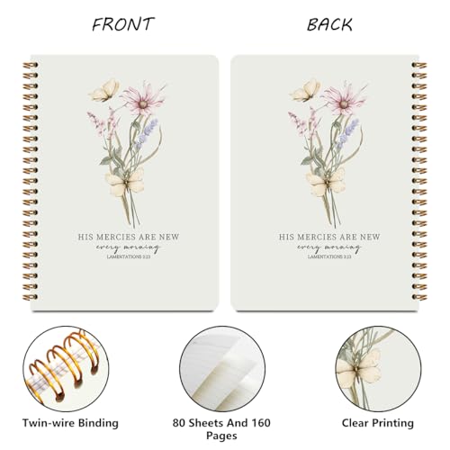 Image of MQBMQB 2Pcs Bible Christian Journals Floral Spiral Notebooks for Women Note Taking, Travel Journal for Writing, Bible Verse Notebook College Ruled, Christian Gifts for Women (8.3x5.8inch)
