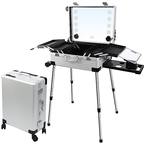 Valise de maquillage EBANKU en PC antichoc avec miroir connecté LED