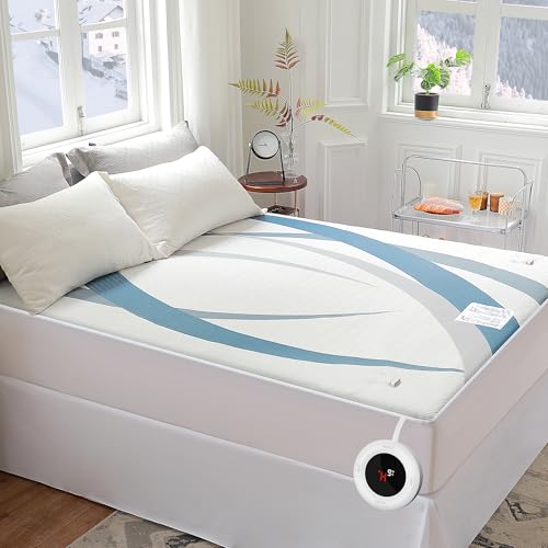 Gotcozy Heated Mattress Pad Twin Size - Electric Mattress Pad Fit up to 15‘’ with 10 Heat Setting & 10 Hour Auto Off ETL Certified Machine Washable(Blue)