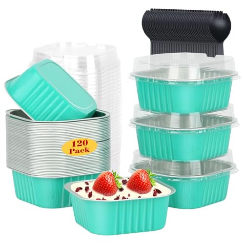 LNYZQUS 120 Pack 10oz Mini Cake Pans with Lids and Spoons for Bake Sales