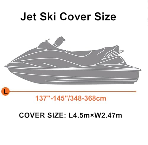 Miniatura 7 de Ldiw Funda Para Moto Acuática, Cubierta De Jet Ski Tela Oxford 420d Impermeable A Prueba De Rayos Uv Para Jetski Personal Para 1, 2 O 3 Personas, Negro,137 To 145