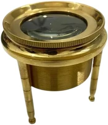 Antique Brass Chart Magnifier - Brass Round Map Reader - Tripod Magnifying Glass - Nautical Chart Magnifier, Vintage Home Decor Gifts