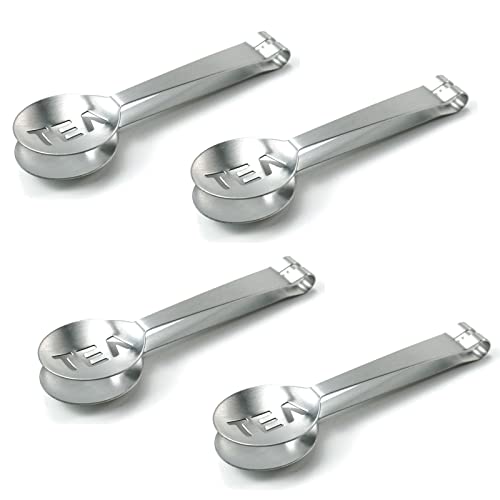 4 Pack Stainless Steel Tea Bag Squeezer Tea Bag Holder Strainer Clip Tea Bag Spoon Tea Bag Tongs for Loose Tea Gripping Ice Cubes Loosing Leaf