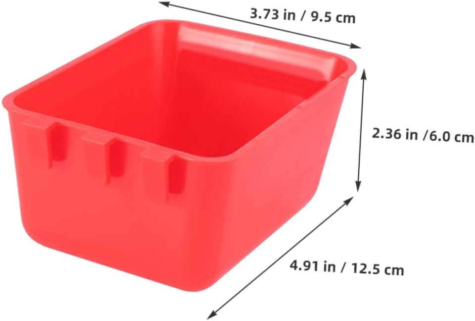 Abaodam 20pcs Bird Hanging Feeding Bowls for Cage, Plastic Rectangular Birdcage Food and Water Dishes, 12.5x9.5x6cm Red, Suitable for Cockatiels, Parakeets, Chickens, Pigeons, and Gamefowl