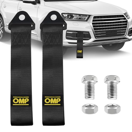 GD HUA Pack of 2 Tow Ropes for Racing Cars, High-Strength Tow Rope, Bumper Tow Ropes, Tow Loop, Universal, Pull Rope High Strength for Vehicle Front and Rear Bumpers (Black)