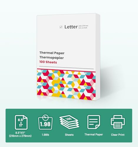 LabelCreate Papel para impressora térmica 21 x 28 cm, papel térmico com letras americanas, impressão