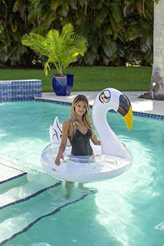 Poolcandy Swan Glitter Pool Float 48" With Drink Holders Pc6048Gsw #TOP7