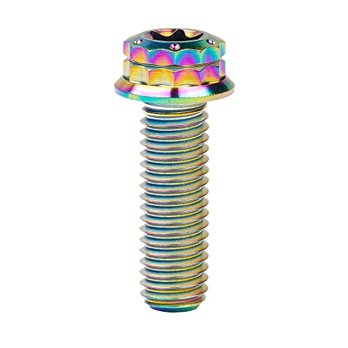 Image of Titanium Flange 12 Point Head M8 x15 20 25 30 35 40 45 50 55 60 65mm Screw Bolt Pack of 4 (M8x25mm, Rainbow)