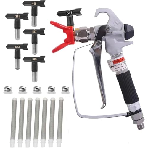 TOOSOAR Pistola de Pintura Airless,211,313,415,517,623 Puntas de Pulverización,Piezas de la Máquina de Pulverización para Casas, Edificios, Cubiertas de Jardín