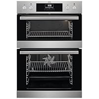 AEG 6000 SurroundCook Built In Double Oven DCB331010M, 61L Capacity, 59.4 cm, Multilevel Cooking, Grill Function, LED Display, Antifingerprint Coating, Stainless Steel