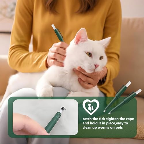 PUERFOCA 2 Stück Zeckenschlinge Set, Zeckenzange für Hunde Katze Idealer Tick Remover für Zecken Jeder Größ, Zeckenlasso für Entfernen Sie Nymphien und Ausgewachsene Zecken