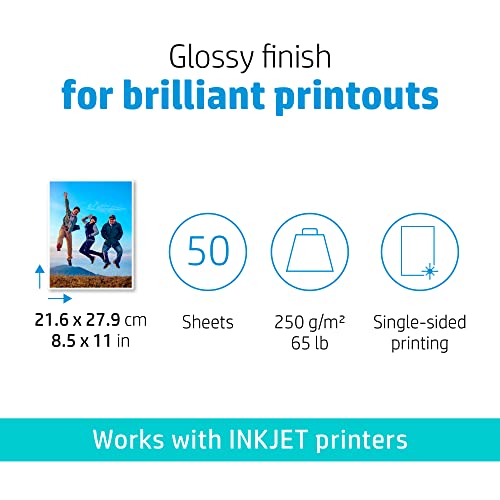 HP Advanced Photo Paper, Glossy, 8.5x11 in, 50 sheets