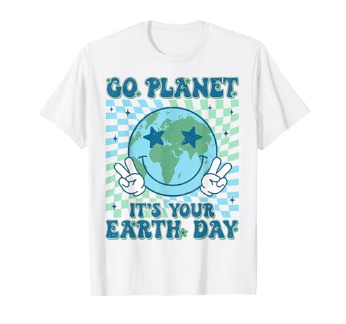 Go Planet It's Your Earth Day Hippie Planet Anniversary 2025 T-Shirt