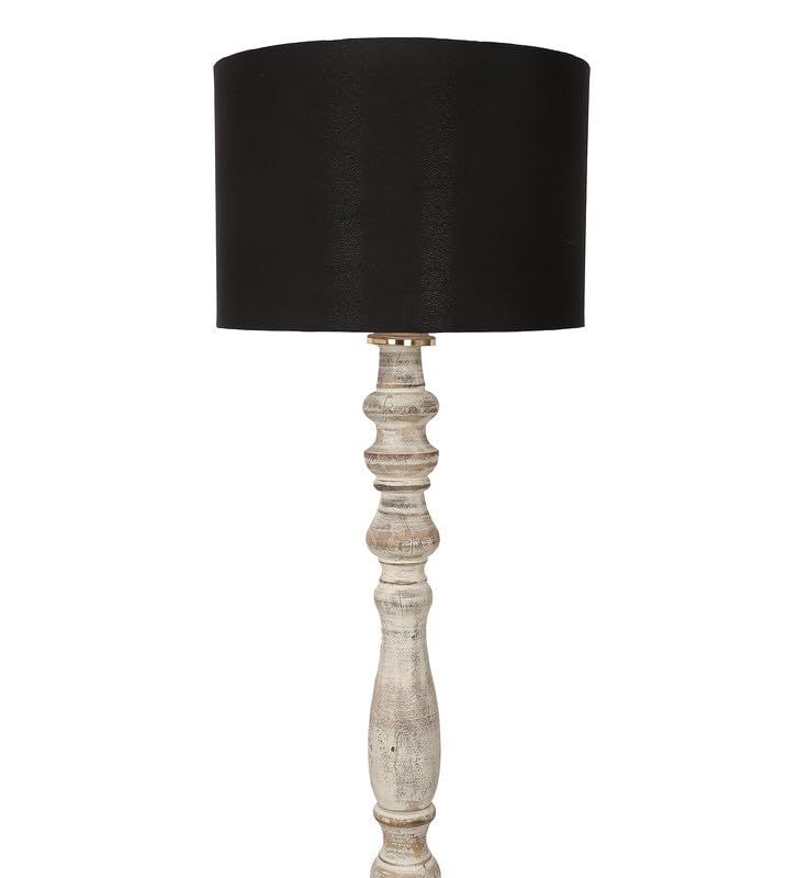 Image of tu casa Mango Wooden Floor Lamps with Black Shade for Home Decor, Bedrooms Corner, Living Room, Gifting, Diwali Decoration, Hall, Office, Study Room (Height: - 56 inch) - Bulb not Included
