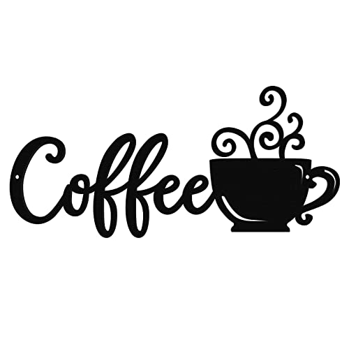QSHU HUNG Coffee Cup Metal Wall Art Coffee Wall Sculpture Sign Wall Decor for Kitchen Restaurant Shop Decors Accessories
