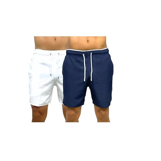 Kit 2 Shorts Masculino Bermuda Praia Liso Mauricinho Tactel (P, BRANCO E AZUL)
