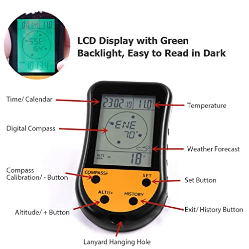 Altimètre numérique portable 8 en 1 avec thermomètre et météo - 2