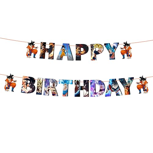Bannière Son Goku Happy Birthday aux couleurs vives pour arche de ballons