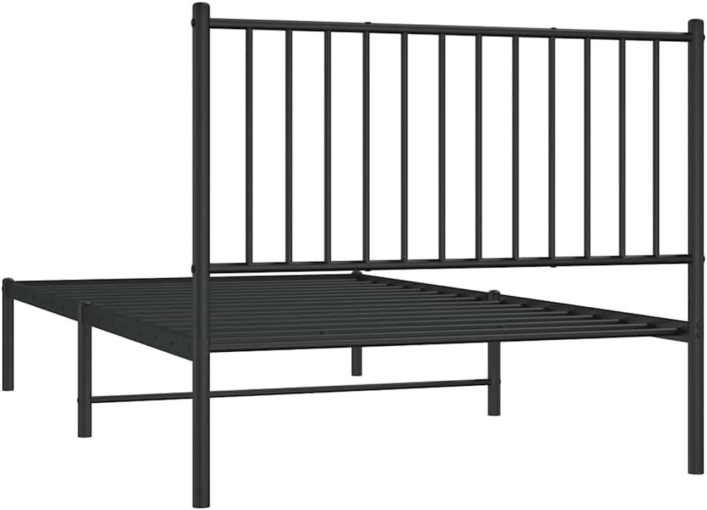 Bed Frame Black Powder-Coated Steel Twin Bed Frame Rectangular headboard Bedroom Furniture for Guest Room