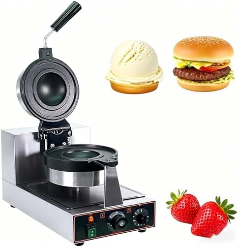 Commercial Burger Waffle Maker Machine, Double-Sided Non-Stick Electric Grill with Timer, Perfect for Food Trucks & Canteens, Ice Cream UFO Burger Press (Single Head)