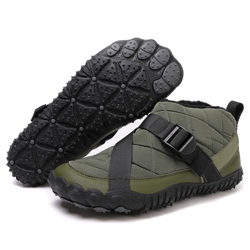 Image of Hike Winter Footwear Barefoot Boots Mens Womens, Waterproof Winter Snow Boots, Warm Ankle Booties, Wide Toe Barefoot Hiking Boots, Non-Slip Zero Drop Sole Hike Shoes for Hiking Walking Outdoor