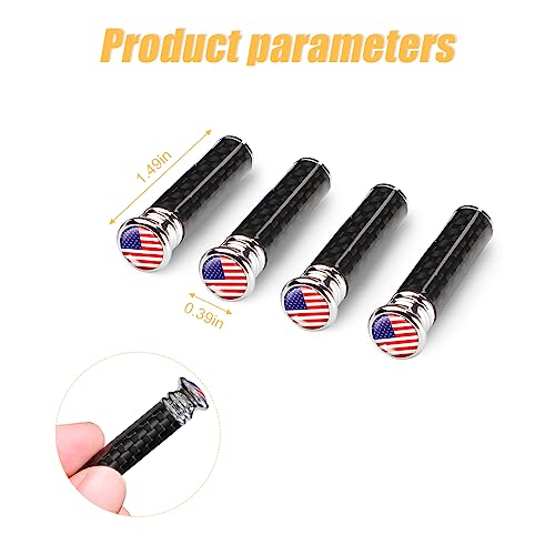 Moly Magnolia 4PCS Car Door Lock Knobs, American Flag Carbon Fiber Door Lock Pin Cover, Decorative Modification Door Lock Bolt Pin Cover, Auto Accessories Universal for SUV, Truck, Van