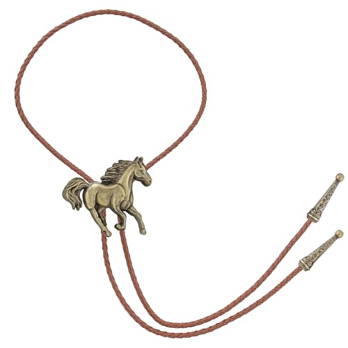 Image of GelConnie Bolo Ties for Men Women Western Cowboy Tie Mens Western Necklace Leather Necktie Gold Bolero Tie Cowboy Necklace