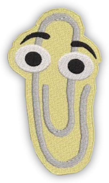 Handmade Paper Clip Assistant with Eyes from 90s Word with Iron-on Patch