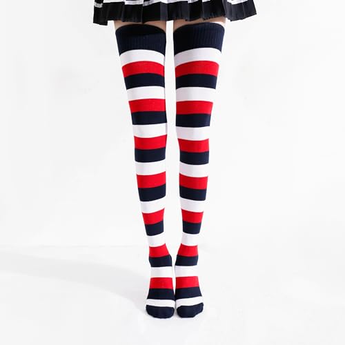 Image of Kayhoma Extra Long Cotton Stripe Thigh High Socks Over the Knee High Socks
