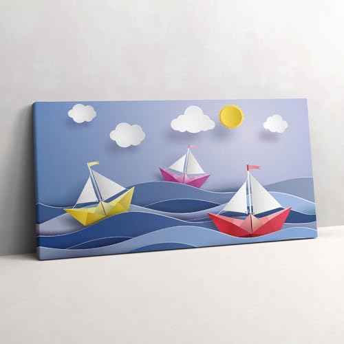 Image sur toile voiliers origami colorés salon lumineux format horizontal
