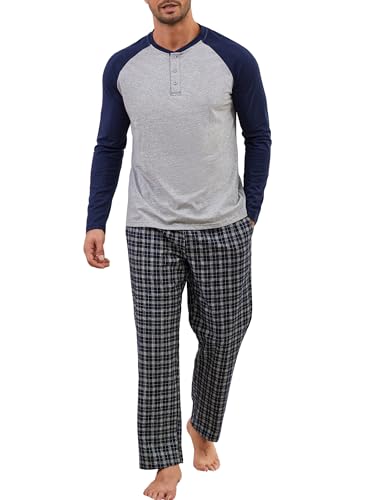 Pyjama long pour homme en coton à carreaux pour des nuits confortables au quotidien