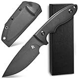 Sitivien ST24 Fixed Blade Knife, AUS-8 Brushed Steel Blade Double Color G10 Handle Full Tang EDC Fixed Knifes for Outdoor Working Camping Hunting Fishing(Black Handle+Black)
