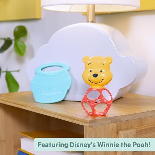 Image of Bright Starts Disney Baby Winnie The Pooh Hunny & Shake Rattle & Teether, Stroller Toy for On The Go, Newborns & Up