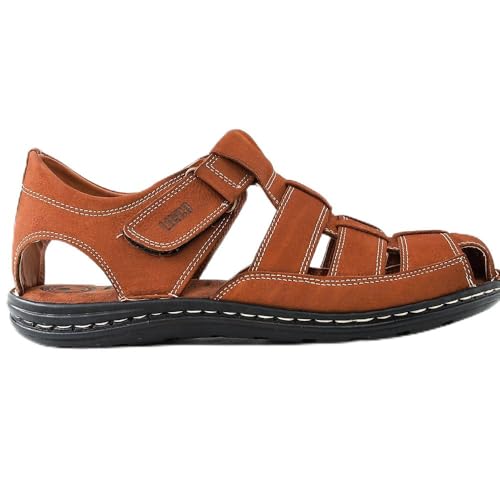 Sandalias de pescador Lusco de cuero real nobuk, calzado de alta calidad para hombre