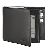LATKWO Mens Wallet - Genuine Leather Bifold RFID Blocking Slim Front Pocket Large Capacity with 10 Card Slots, 2 ID Windows & 2 Cash Pockets - Heavy Duty Stitched Gift for Men (Black)