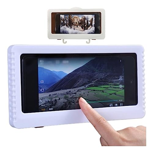Suporte Capa Celular Banho Chuveiro Parede Mesa Universal Gravação Live (Branco c/Laranja)