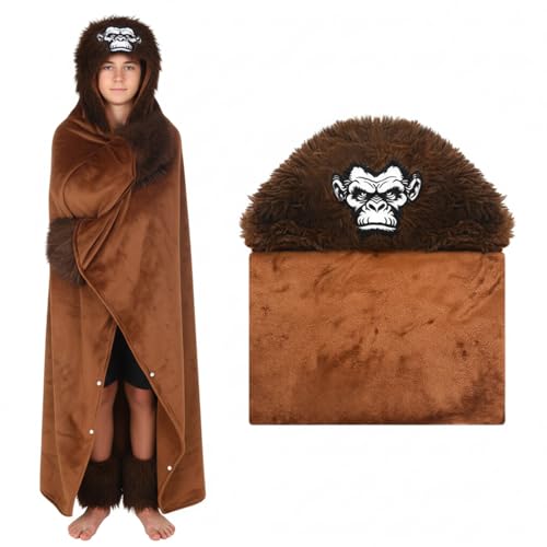 HunnmingRe Bigfoot Wearable Hooded Blanket Gift for Adults Fuzzy Sasquatch Super Soft Warm Plush Flannel Fleece Sherpa Hoodie Throw Cloak Wrap for Christmas Winter Party Gift