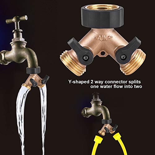 Image of Brass Tap Adapter, 2 Way Y Shape 3 /4 Hose Connector Garden Irrigation,