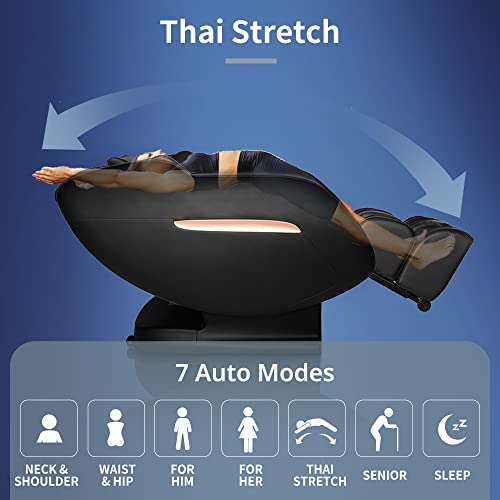 Mynta Massage Chair, 3D Sl-Track Full Body Massage Chair Recliner With Body Scan, Heat, Zero Gravity, Thai Stretch, Bluetooth Speaker, Airbags And Foot Rollers, Black #TOP4