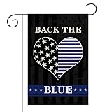 Back the Blue Garden Flag, Burlap Vertical Double Sided, American Police Garden Flag, Blue Lives Matter Flag for Outdoor Indoor Yard Lawn Honoring Law Enforcement Officers, 12 x 18 In