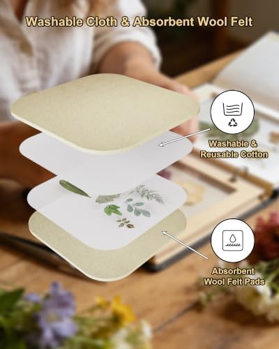NEIGIKI Microwave Flower Press Refill Pack – 9" Absorbent Wool Pads & Cloth — 사진 3