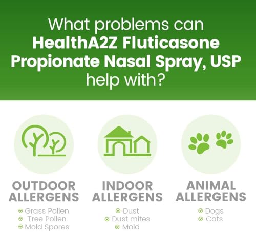 HealthA2Z® Allergy Relief, Fluticasone Propionate 50mcg, Nasal Spray, 24-Hour Allergy Relief, Dye Free, 240 Sprays (2 Pack, 120 Sprays Each) - Thumbnail 6