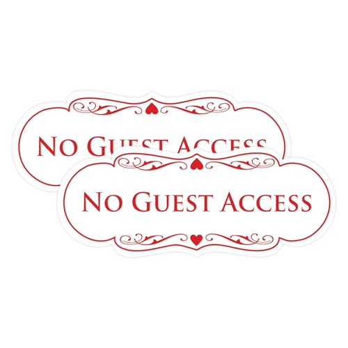 All Quality Designer No Guest Access Wall or Door Sign - White/Red - Large (2 Pack)