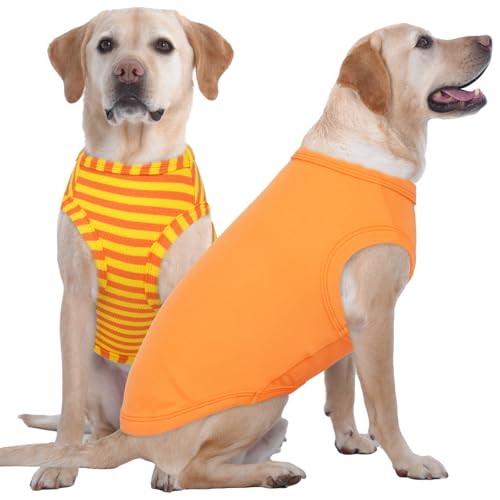 IECOii 2 Pack Dog Tee Shirts for Large Dogs,Breathable & Lightweight T-Shirts for Hot Weather,Soft Stretchy for Active Dogs - Non-Restrictive for Runn