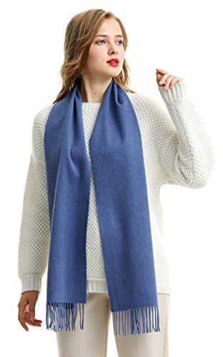 [マルヤマ] カシミヤマフラー 100%カシミヤ, ロングスカーフ, Cashmere Muffler, Long Scarf, 180x30cm, K0102 (ブルーグレー)