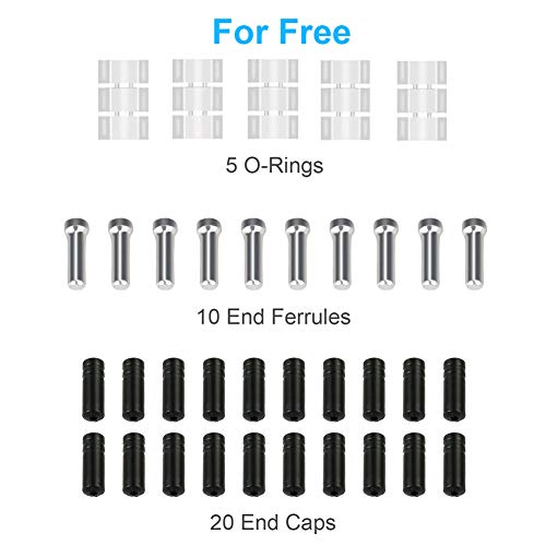 Hapleby 10Pcs Premium Bike Shift Cable, Professional Bicycle Shift Wire Kit For Mountain And Road Bicycle, For Free 5 O-Rings, 10 End Ferrules And 20 End Caps #TOP1