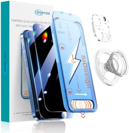 GARYOG 2 Packs for Iphone 16 Pro Max Screen Protector,25°Anti Spy | Easy Installation | Military Grade 9H Tempered Glass | Scratch-Resistan | Anti-Fingerprint |,with Camera Protector Magnetic Ring.