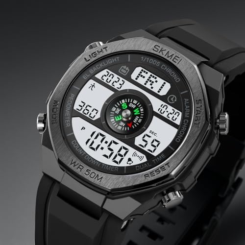 Image of SKMEI Men Watch Compass Pedometer Calories Sport Watch LED Digital Stopwatch Boy Digital Sport Wristwatch